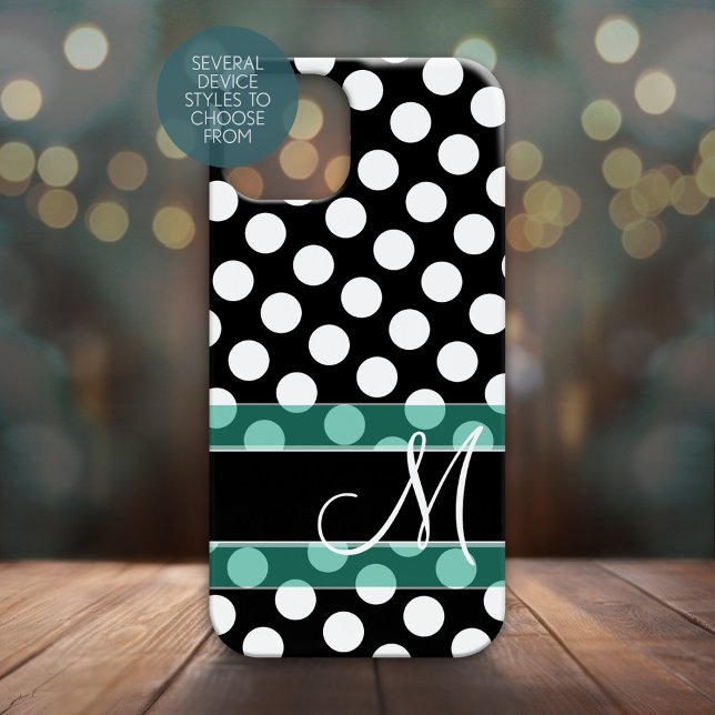 Polka Dot Muster mit Monogramm Case-Mate iPhone Hülle (Personalized Phone Case with Polka Dots and Monogram)