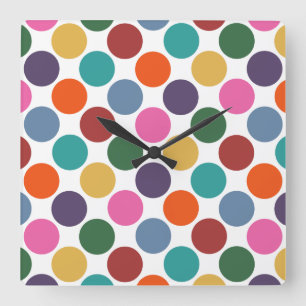 Polka-Dot-Muster-Uhr Quadratische Wanduhr