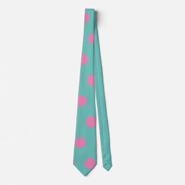 Polka Dot Neck Tie (Aqua & Pink) Krawatte (Vorderseite)