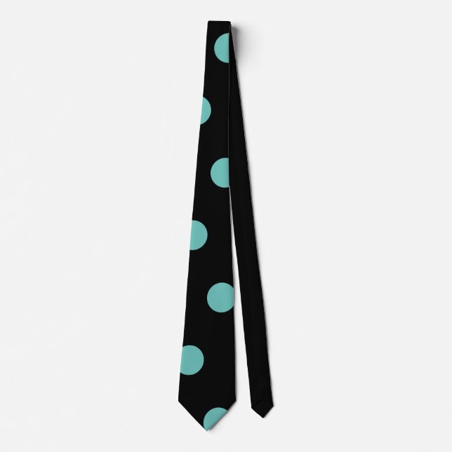 Polka Dot Neck Tie (Black & Aqua) Krawatte (Vorderseite)