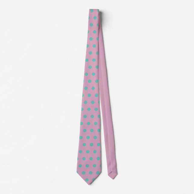 Polka Dot Neck Tie (Pink & Aqua) Krawatte (Vorderseite)