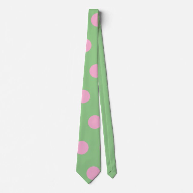 Polka Dot Neck Tie (Sage Green & Pastel Pink) Krawatte (Vorderseite)