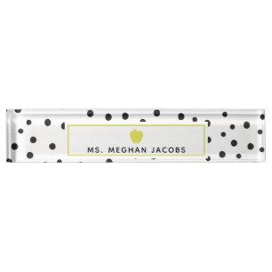 Polka Dot Neon Apple Teacher Namensplakette