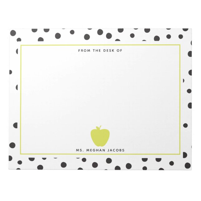 Polka Dot Neon Apple Teacher Notizblock (Vorderseite)