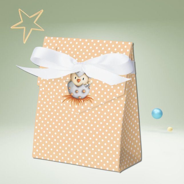 Polka dot orange Gefälligkeitsbox mit Babyvogel Geschenkschachtel (Von Creator hochgeladen)