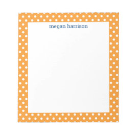 Polka Dot Orange Personalisiert Notepad Notizblock