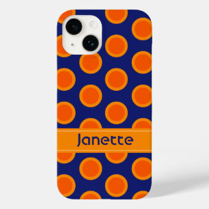 Polka dot orangen auf blauer Bezeichnung Case-Mate iPhone 14 Hülle