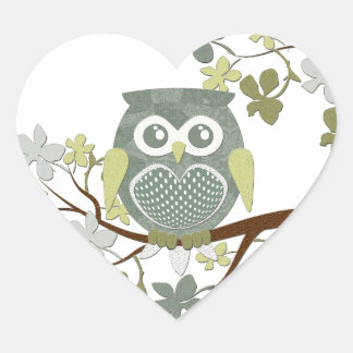 Polka Dot Owl in Tree Herz-Aufkleber