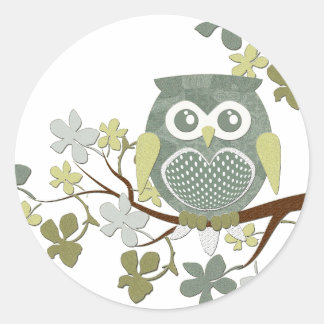 Polka Dot Owl in Tree Runder Aufkleber