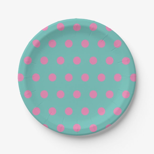 Polka Dot Paper Teller (Aqua & Pink) (Vorderseite)