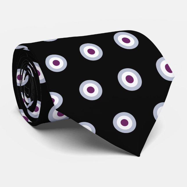 Polka Dot Pattern - Blaues Violet, graues Schwarz Krawatte (Gerollt)
