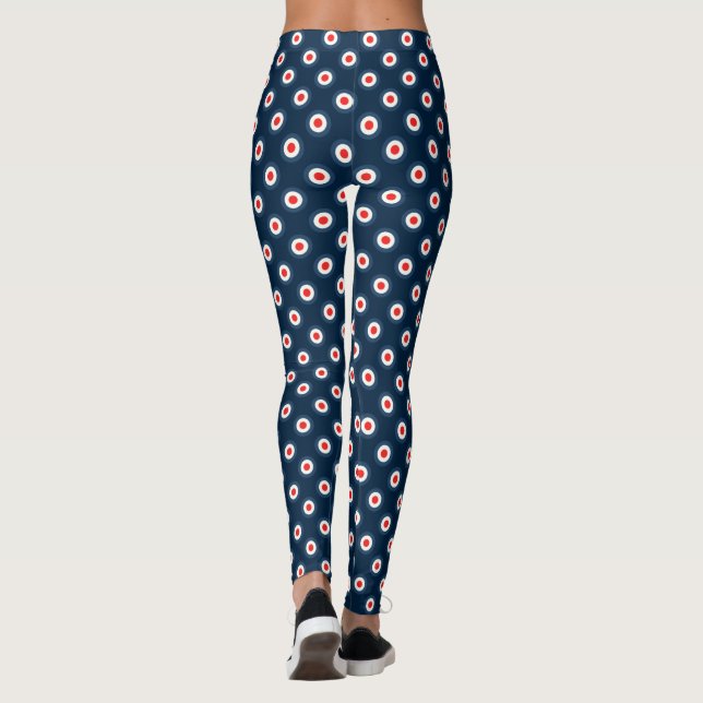 Polka Dot Pattern - Blaues Weiß Leggings (Rückseite)
