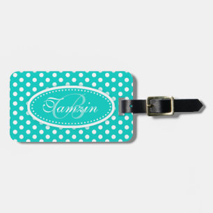 Polka dot pattern called aqua luggage tag tag gepäckanhänger