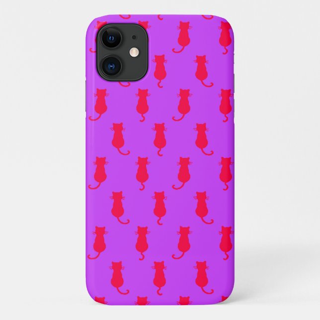 Polka Dot Pattern Pop Art Cat in rot und laxisch Case-Mate iPhone Hülle (Rückseite)
