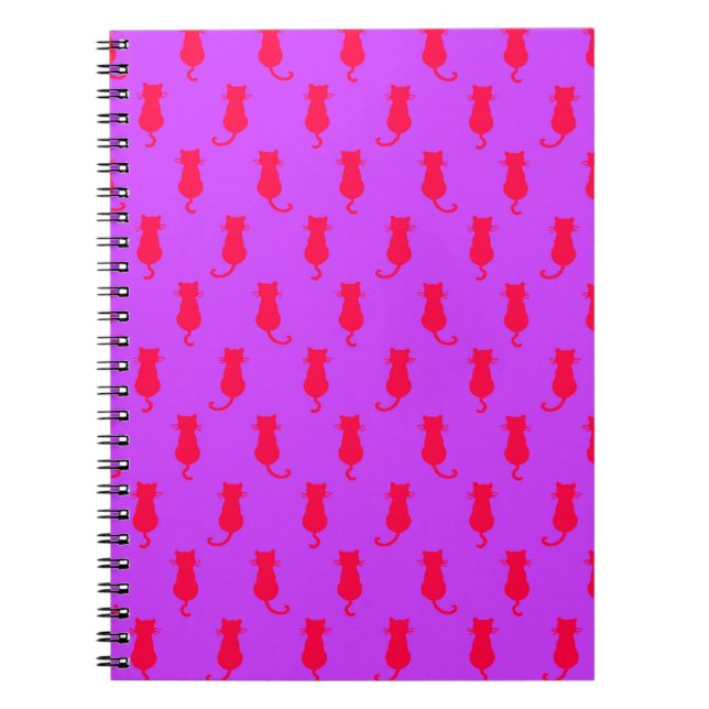 Polka Dot Pattern Pop Art Cat in rot und laxisch Notizblock (Vorderseite)