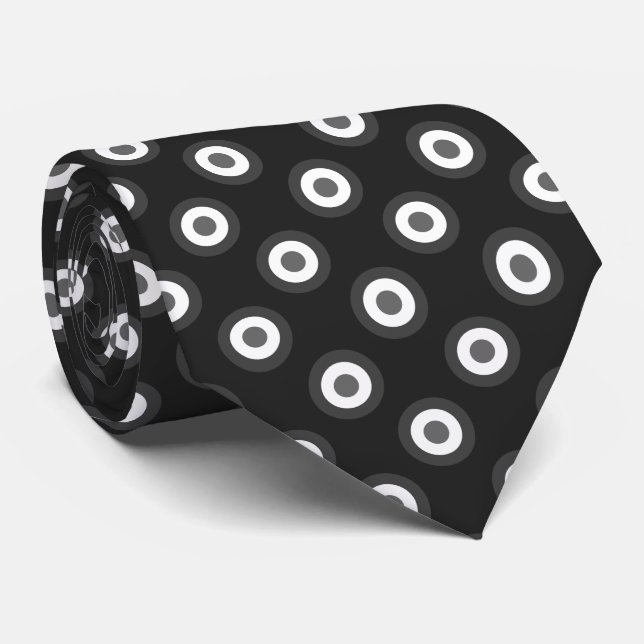 Polka Dot Pattern - Schwarz-weiß Grau Krawatte (Gerollt)