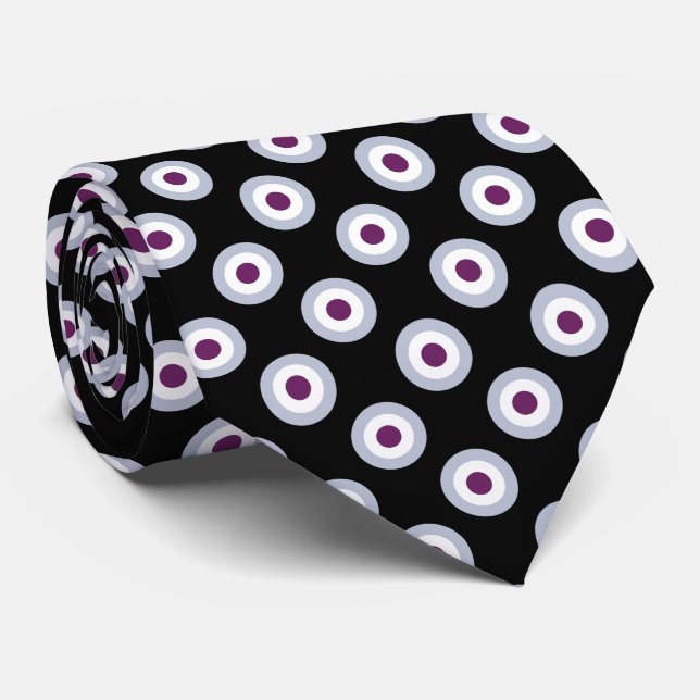 Polka Dot Pattern - Schwarz-weißes blaues Violett Krawatte (Gerollt)