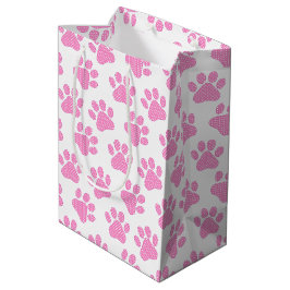 Polka dot paw Prints auf Weiß Mittlere Geschenktüte