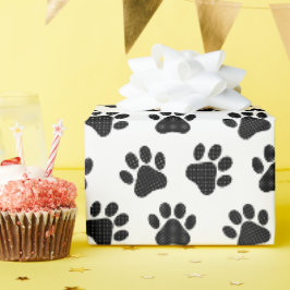 Polka Dot Paw Prints Geschenkpapier