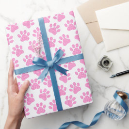 Polka Dot Paw Prints Geschenkpapier
