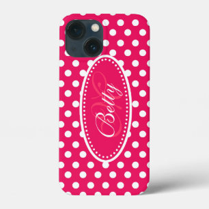 Polka dot personalisiert rosa Pink weißes Piktogra iPhone 13 Mini Hülle