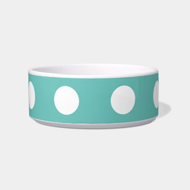 Polka Dot Pet Bowl (Aqua & White) Napf (Links)