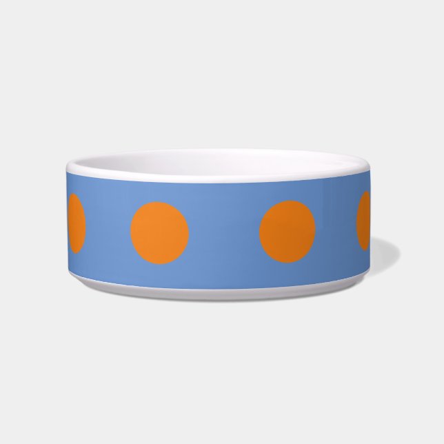 Polka Dot Pet Bowl (Denim Blue & Orange) Napf (Vorderseite)