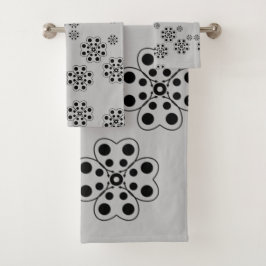 Polka Dot Petals Pattern Badhandtuch Set