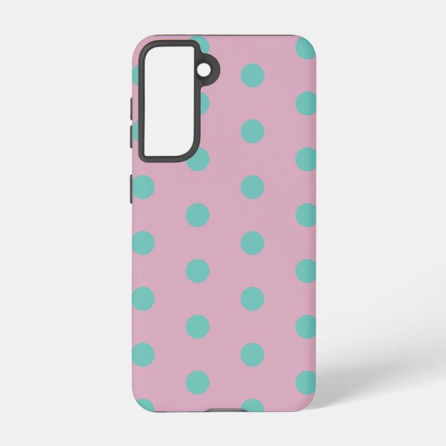 Polka Dot Phone Case (Pink & Aqua) Samsung Galaxy Hülle (Rückseite)