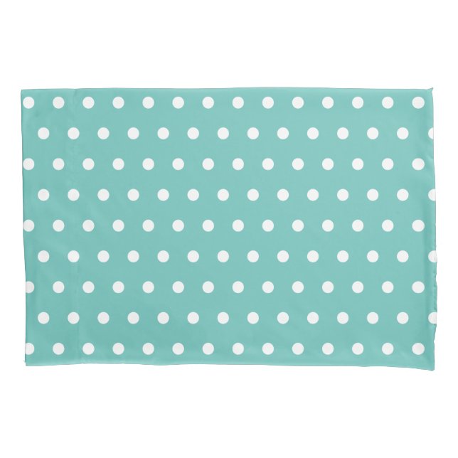 Polka Dot Pillowcase (Aqua & White) Kissenbezug (Vorderseite)