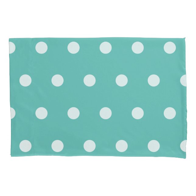 Polka Dot Pillowcase (Aqua & White) Kissenbezug (Vorderseite)
