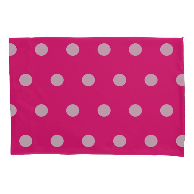 Polka Dot Pillowcase (Hot Pink & Gray) Kissenbezug (Vorderseite)