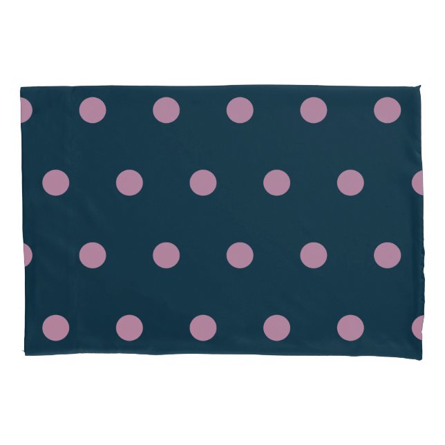 Polka Dot Pillowcase (Midnight Blue & Soft Pink) Kissenbezug (Vorderseite)