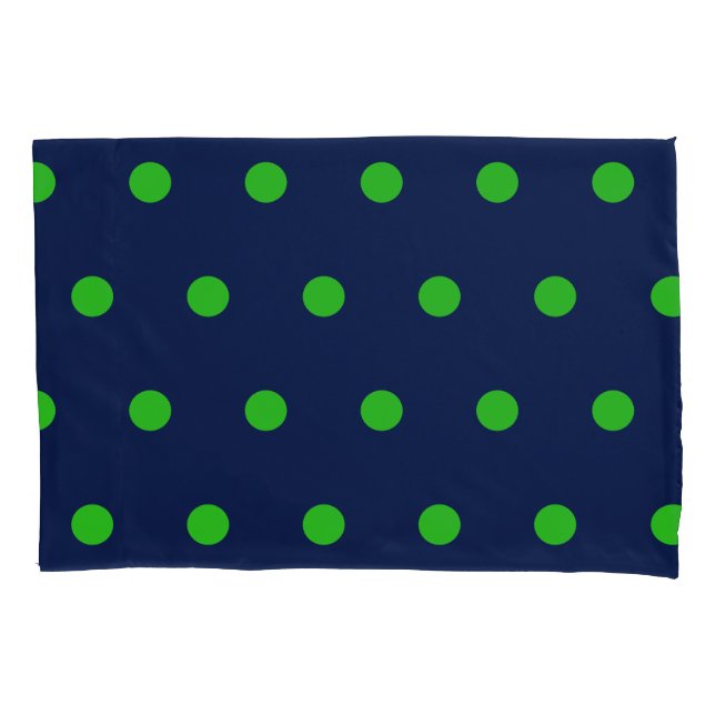 Polka Dot Pillowcase (Navy Blue & Lime Green) Kissenbezug (Vorderseite)