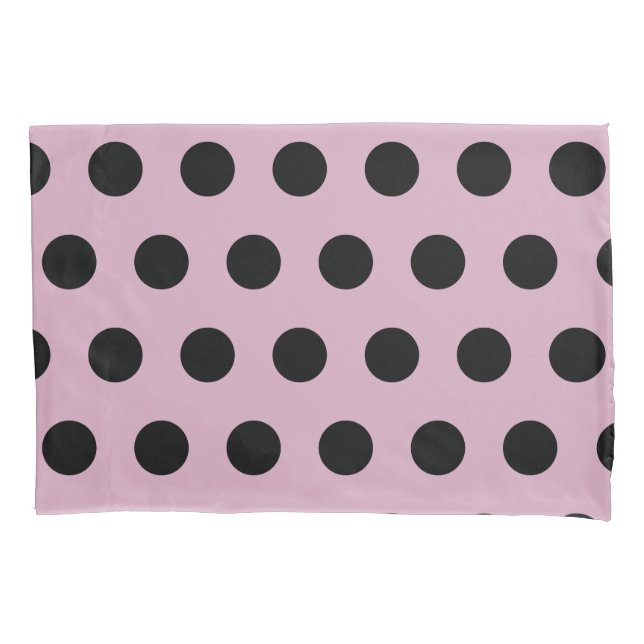 Polka Dot Pillowcase (rosa und schwarz) Kissenbezug (Vorderseite)