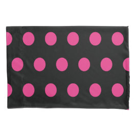 Polka Dot Pillowcase (Schwarz & Neon Pink) Kissenbezug