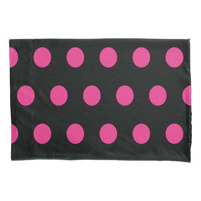 Polka Dot Pillowcase (Schwarz & Neon Pink) Kissenbezug (Vorderseite)