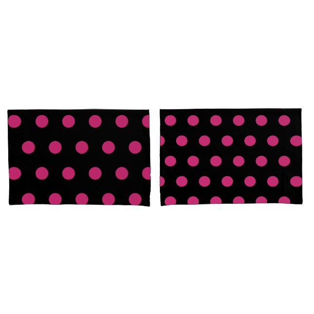 Polka Dot Pillowcases (Schwarz & Neon Pink) Kissenbezug (Vorderseite-Set)