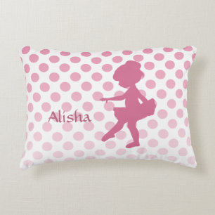 Polka Dot Pink Ballerina Personalisiert Dekokissen