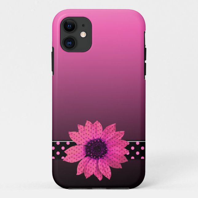Polka Dot Pink Daisy Case-Mate iPhone Hülle (Rückseite)