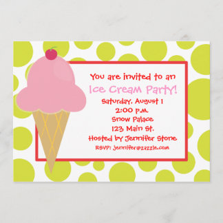 Polka Dot Pink Eiscreme Einladungen
