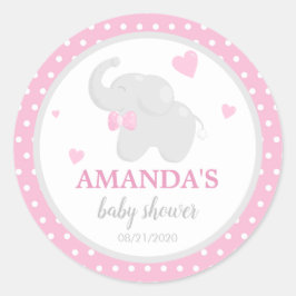 Polka Dot Pink Elephant Baby Shower Sticker