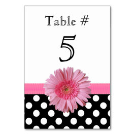 Polka Dot & Pink Gerber Daisy Wedding Tischnummer