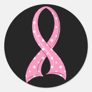 Polka Dot Pink Ribbon Brustkrebs Runder Aufkleber