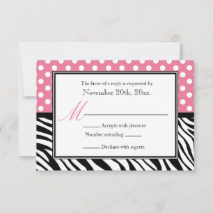 Polka Dot Pink & Zebra Print Replik Cards RSVP Karte