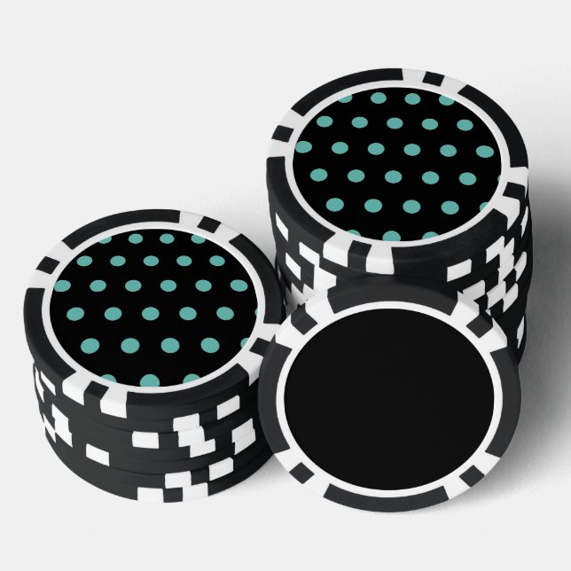Polka Dot Poker Chips (Black & Aqua) (Stapel)