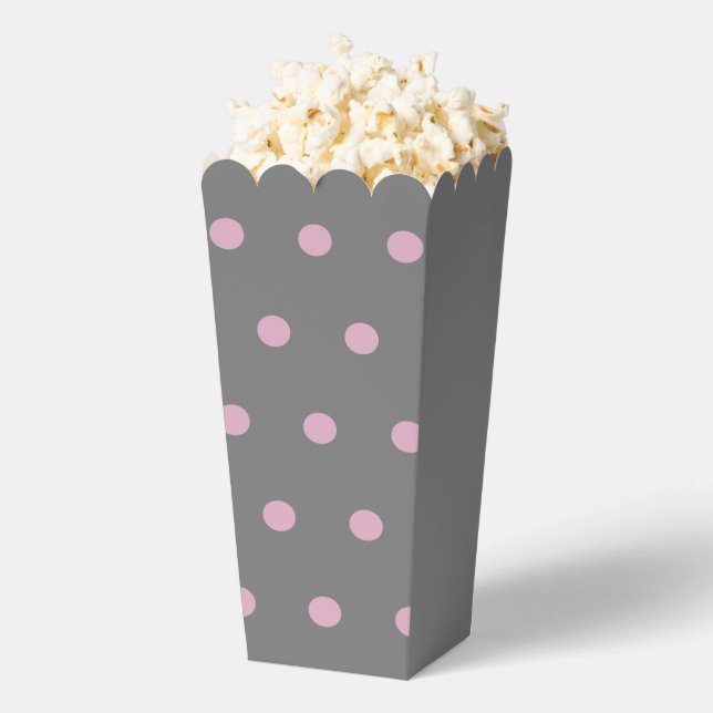 Polka Dot Popcorn Box (dunkelgrau und weich rosa) Geschenkschachtel (Geplatzt)