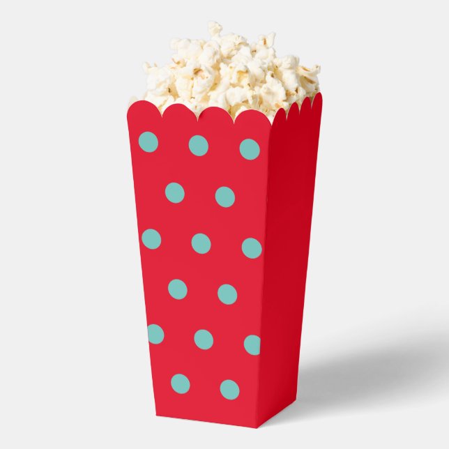 Polka Dot Popcorn Box (Red & Aqua) Geschenkschachtel (Geplatzt)
