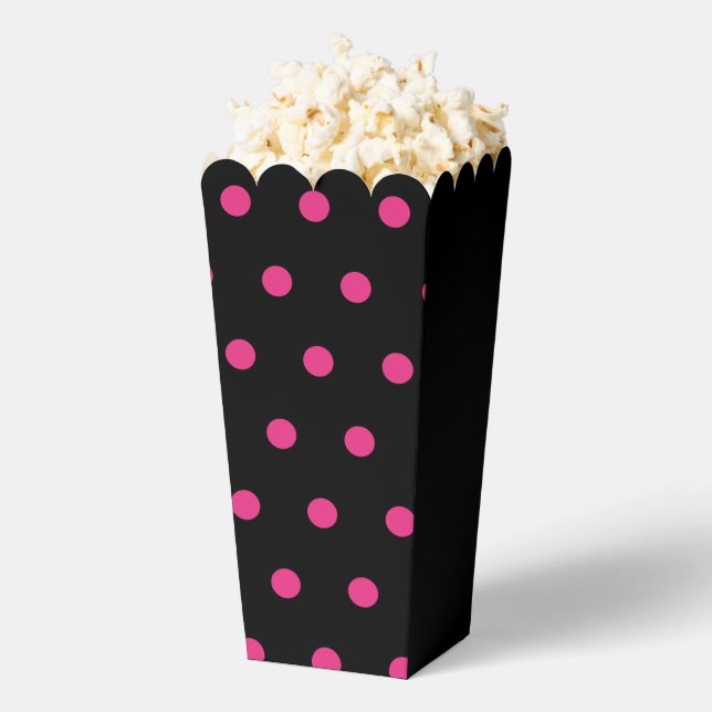 Polka Dot Popcorn Box (Schwarz & Neon Pink) Geschenkschachtel (Geplatzt)