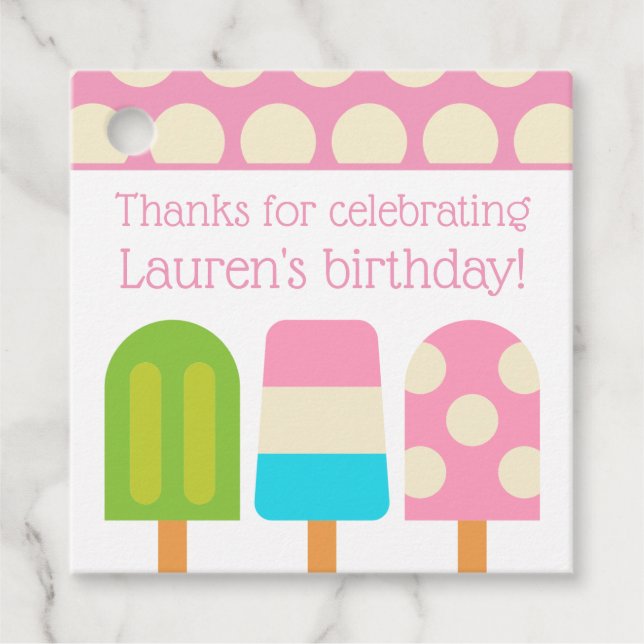 Polka Dot Popsicles Personalisierte Gefälligkeit o Geschenkanhänger (Vorderseite)